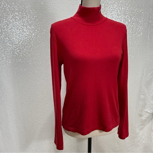 Polo Jeans Co. Ralph Lauren Red Mock Neck Long Sleeve Top | Size L | 100% Cotton - Picture 8 of 11